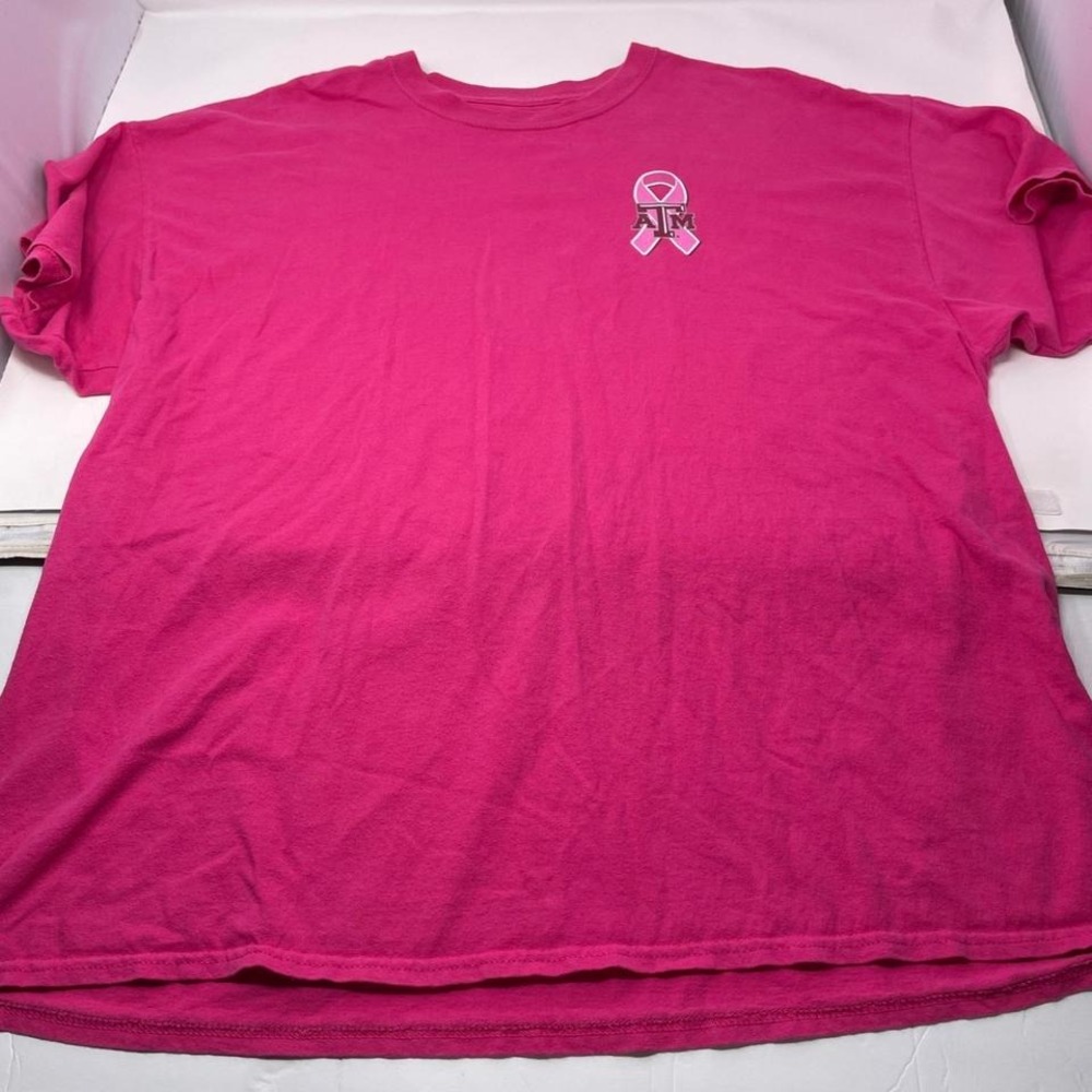 Texas A&M Aggies Pink Ribbon Bow Graphic Tee Gameday Short Sleeve Shirt